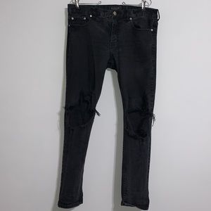 PACSUN Black Distressed Jeans